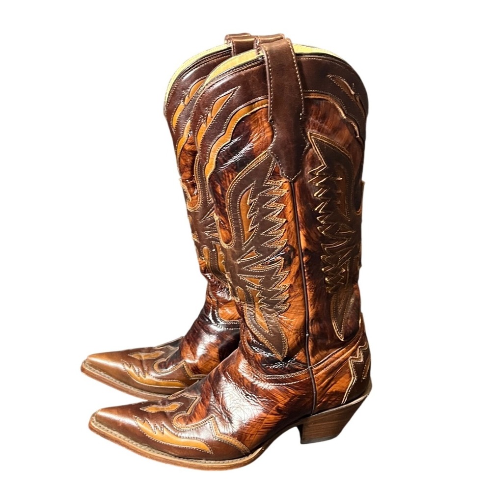 Corral Cowboy Boots Womens 6M Brown Leather Embroidered Snip Toe R2110 Western